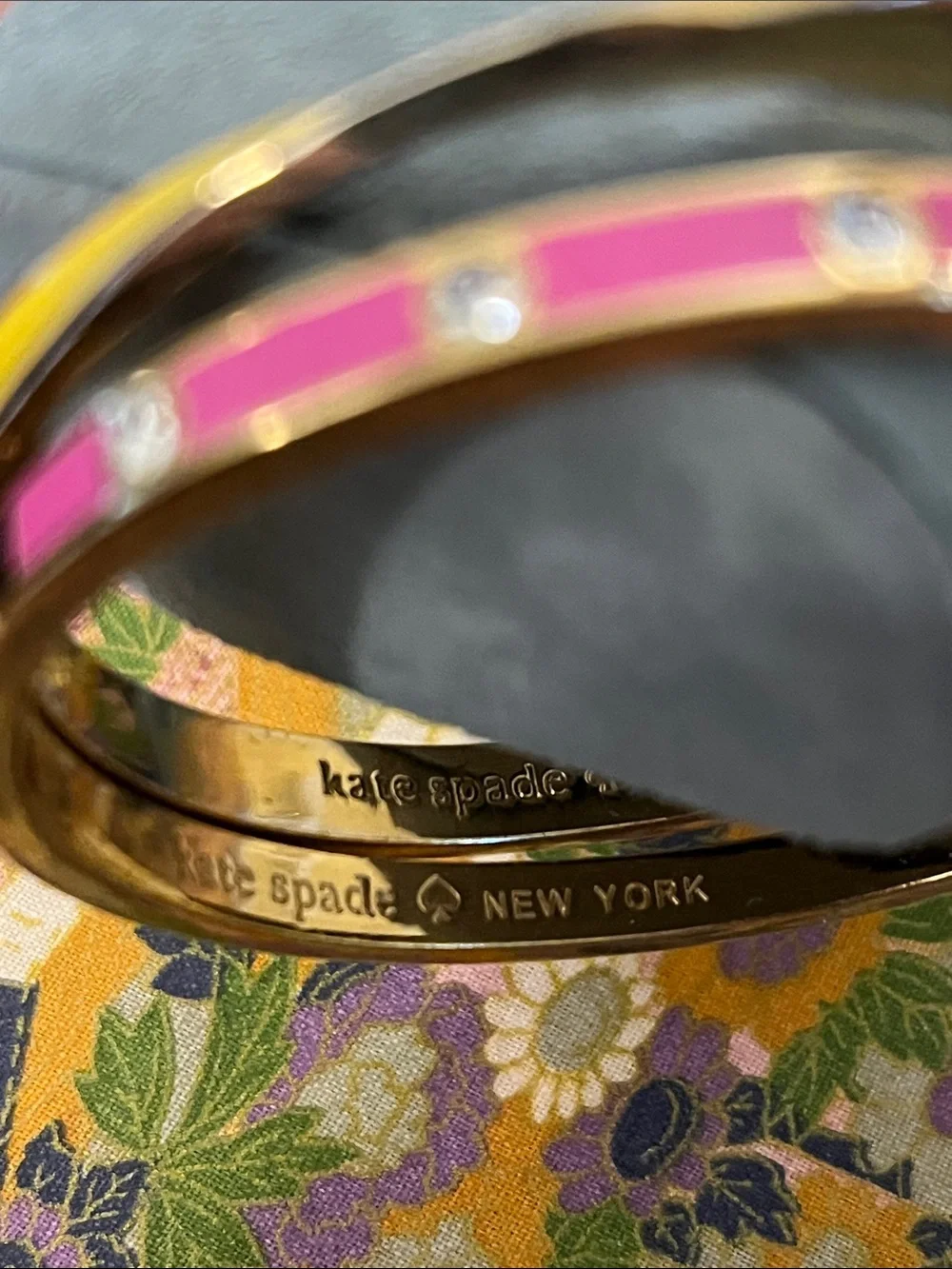kate spade Yellow and Pink Enamel Hinged Bangle Duo - Picture 6 of 14